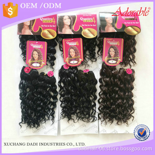 Hot sale Adorable synthetic hair extensions heat resistant fiber Spanish wave 4pcs 8-14 inches +fringe with free closure